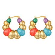 ( green)occidental style atmospheric fashion multicolor three-dimensional earrings