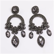 ( gun black)occidental style exaggerating flower drop pendant earrings woman silver fashion temperament stage