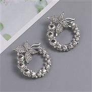 ( Silver)Korea Korean style fashion butterfly diamond ear stud silver flash diamond fully-jewelled ear stud Earring wom
