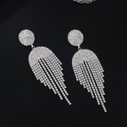 ( Silver)occidental style long style circle earrings temperament tassel claw chain fully-jewelled Rhinestone fashion ea