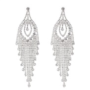 ( Silver+White Diamond )occidental style creative style Earring  long style tassel earring  bride earringsE