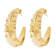 ( Gold)E Metal wind geometry buckle  surface Irregular fashion earrings exaggerating Earring