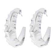 ( White K)E Metal wind geometry buckle  surface Irregular fashion earrings exaggerating Earring