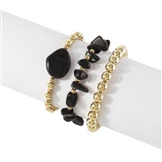 ( Gold+ black)Bohemian style leisure elasticity  color stone resin personality samll creative bracelet