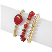 ( Gold+ red)Bohemian style leisure elasticity  color stone resin personality samll creative bracelet