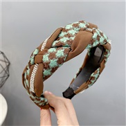 (green +)Autumn and Winter style houndstooth twisted weave Headband fully-jewelled chain Headband woman Korean style be