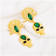( green)occidental style retro wind exaggerating earrings trend personality head earring medium temperament Earring new