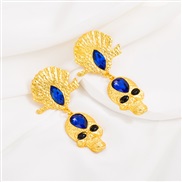 ( blue)occidental style retro wind exaggerating earrings trend personality head earring medium temperament Earring new