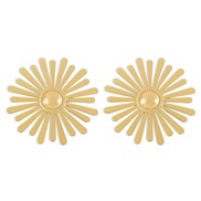( Gold)E personality samll sun flower surface earrings  wind samll day Metal Earring