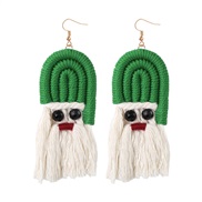( green)earrings occidental style creative handmade tassel ear stud exaggerating personality Street Snap