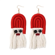 ( red)earrings occidental style creative handmade tassel ear stud exaggerating personality Street Snap
