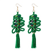 ( green)earrings occidental style creative handmade christmas tree tassel ear stud exaggerating personality Street Snap
