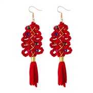 ( red)earrings occidental style creative handmade christmas tree tassel ear stud exaggerating personality Street Snap