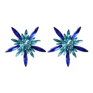 ( blue)earrings occidental style Alloy diamond flowers Modeling earrings woman fully-jewelled ear stud Autumn and Winte