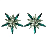 ( green)earrings occidental style Alloy diamond flowers Modeling earrings woman fully-jewelled ear stud Autumn and Wint