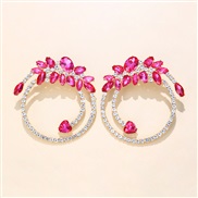 ( Pink)occidental style multicolor brilliant circle earrings lady high gorgeous Rhinestone earringsearring