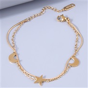 fashion sweetOL concise Moon and stars titanium steel woman personality bracelet