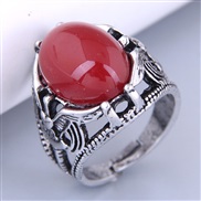 retro concise mosaic agate temperament personality ring