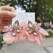 ()ins wind super Chiffon flowers earrings  sweet temperament drop diamond colorful diamond earring