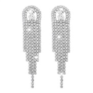 ( White K)E claw chain geometry Rhinestone tassel shine earrings  occidental style exaggerating long style fashion 