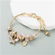( Pink)Korean styleins wind fashion newDIY Alloy bangle beautiful butterfly crystal woman bracelet
