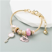 ( Pink) fashion new style Alloy bangle creative key crystal beads high bracelet