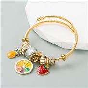 ()  Alloy creative color cartoon fruits bangle brilliant diamond bracelet
