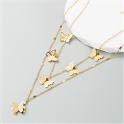 (butterfly )occidental styleins wind trend titanium steel embed color Rhinestone clavicle chain  creative fashion butte