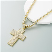 (width )occidental style  Alloy gilded luxurious fully-jewelled Word necklace high all-Purpose pendant temperament