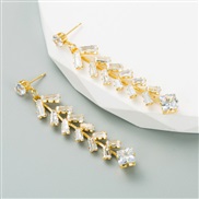 (zircon )Korean styleins wind  bronze gold plated embed Zirconium long style earring fashion temperament high