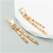 (color zircon )occidental style bronze gold plated embed Zirconium long style tassel earring personality temperament hi