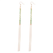 ( green)ins wind fashion Alloy chain Acrylic weave long style tassel earring occidental style earrings woman