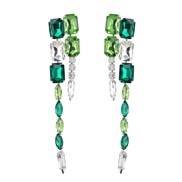 ( green)earrings super claw chain Alloy diamond multilayer geometry glass diamond earrings woman occidental style long 