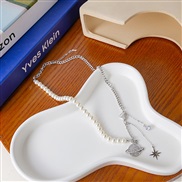 (X863 8)summer style fashion Japan and Korea wind Pearl pendant beads chain multilayer chain style diamond clavicle cha