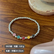 (SL3695)sweet rainbow bracelet woman fashion temperament beads silver Korean style Word