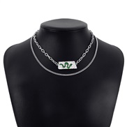 ( White K+green )occidental style  Double layer personality snake elements chain exaggerating punk wind
