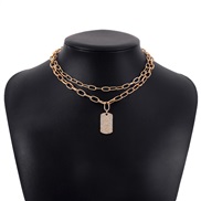 ( Gold) wind Double layer chain  exaggerating chain fully-jewelled geometry necklace personality