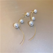( Silver needle  GoldPearl  Tassels)silver brief Pearl Metal tassel earrings occidental style personality sweet tempera