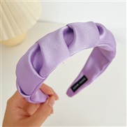 (purple )Korea high pure color all-Purpose width wave Headband temperament brief generous high HeadbandF