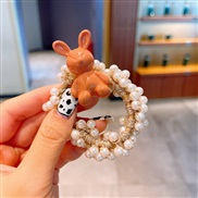 (4 ) color cartoon rabbit samll Korean style lovely leather head Pearl circle head rope head