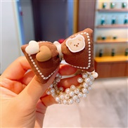 (5 coffeeg butterfly ) color cartoon rabbit samll Korean style lovely leather head Pearl circle head rope head