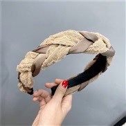 ( khaki)Korea twisted Headbandins brief surface pure color Headband head buckle