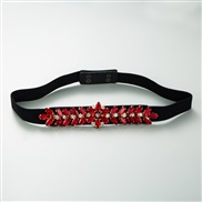 ( red)ins occidental style crystal gem width belt elasticity cloth belt diamond brilliant women dress Dress