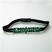 ( green)ins occidental style crystal gem width belt elasticity cloth belt diamond brilliant women dress Dress