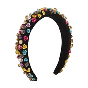 ( black)F thick Metal flowers Headband  high width Rhinestone velvet Headband