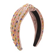 ( Pink color)F occidental style velvet handmade Headband  pure color width sweet retro resin Headband woman