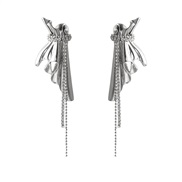 (E4854 1)silver long style chain Irregular Metal ear stud fashion hollow personality high wind earrings earring