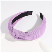 (Ligh purple)occidental style pure color Headband width knitting Headband all-Purpose
