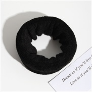 ( black)Korean style pure color circle big high elasticity rope high head leather head