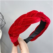 (red )occidental style gold velvet twisted Headband lady Autumn and Winter velvet pure color width Headband fashion
